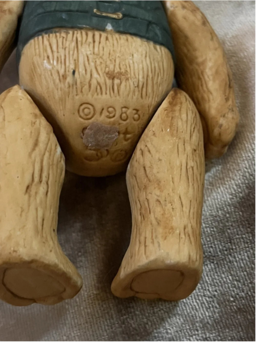 1983 Dept 56 Bisque Porcelain Teddy Bear Figurine Ornament String Jointed GREAT